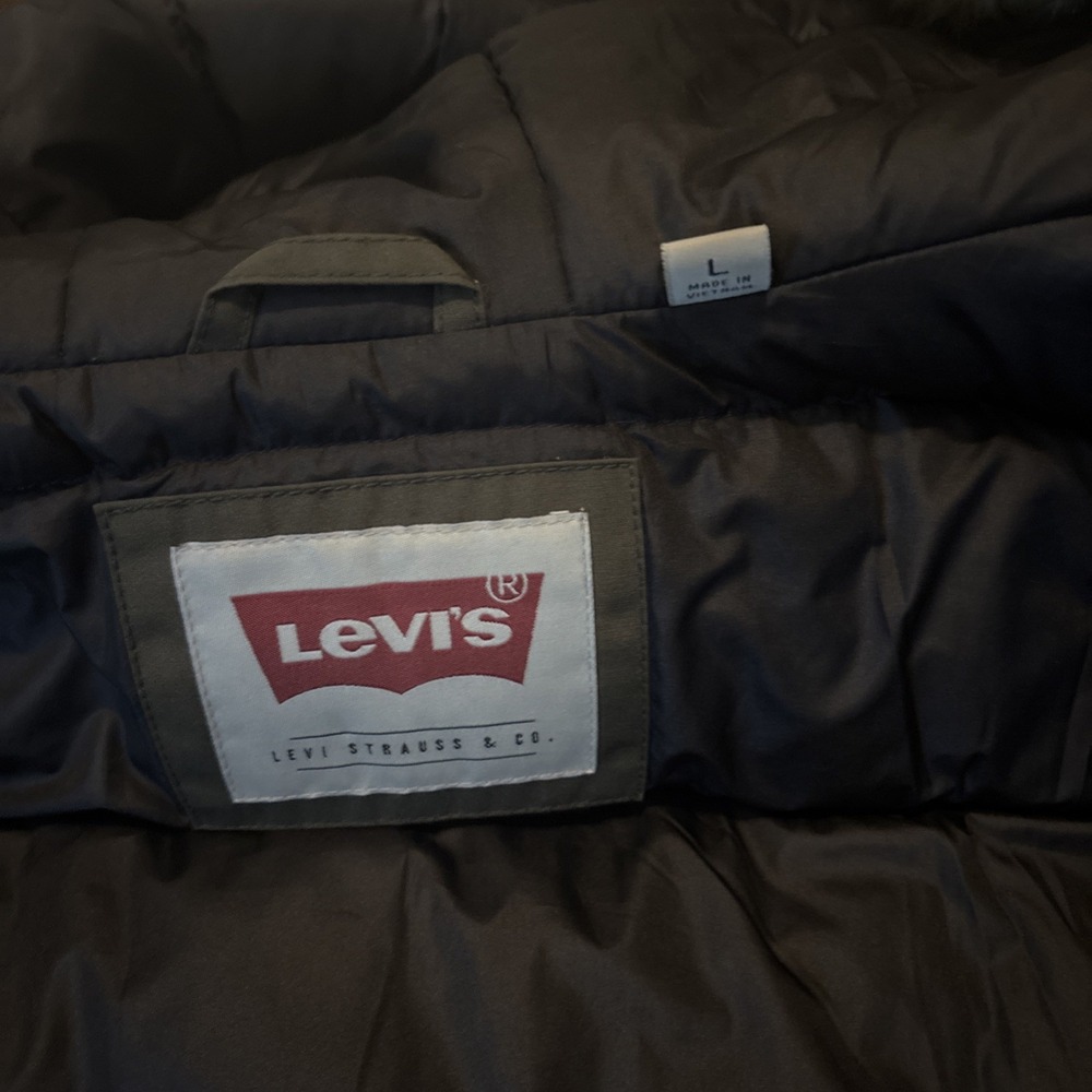 Levis‎ Jacket Mens XLarge green  Faux Fur Hood Parka Coat Winter - Picture 15 of 16